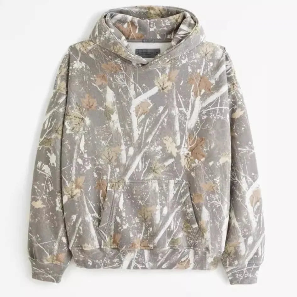 Camouflage leaves 3D digital printing new hooded sweatshirt casual street fashion loose couple thickened hip-hop sports hoodie